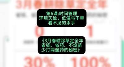 第6节：时间管理环境天敌，低温与干旱&mdash;&mdash;看不见的杀手，课程：《3月春耕除草定全年：省钱、省药、不烧苗、少打两遍药的秘密》